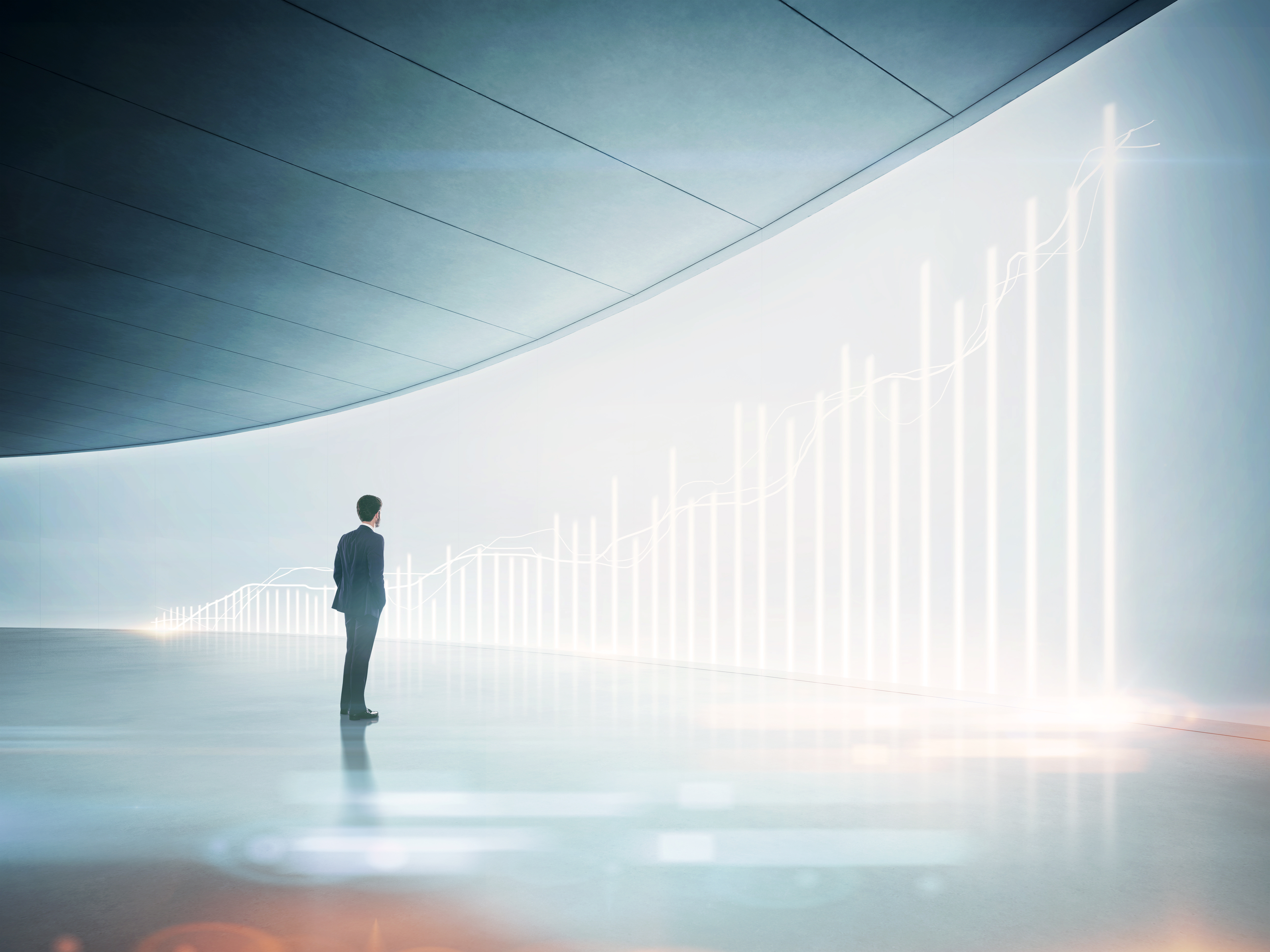 business man looking at digital chart